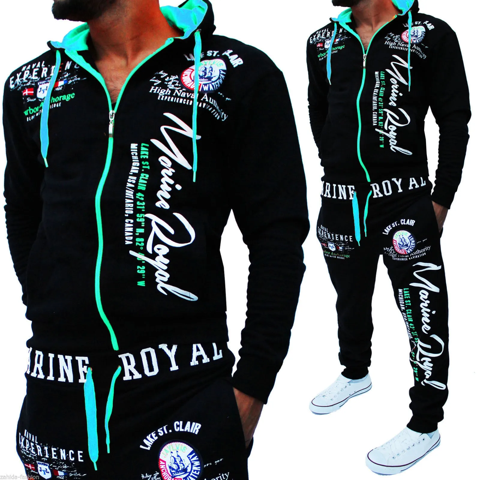 Sky Blue ZOGAA/Новинка, брендовый спортивный костюм, модная спортивная одежда для мужчин и женщин, комплект из двух предметов, плотное худи из хлопка и флиса+ штаны спортивный костюм - Цвет: Sky Blue