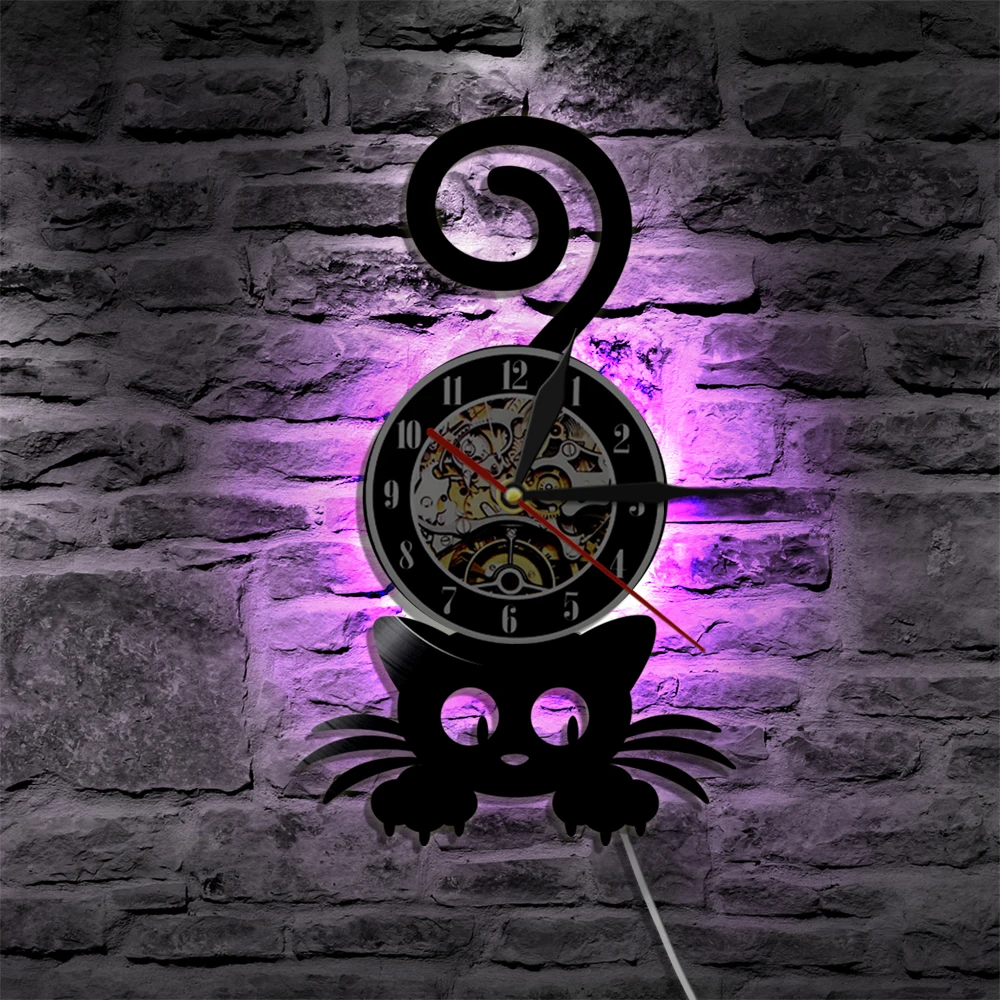 Cat Funny Tail Wall Clock with whimsical design13