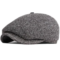 HT3747 Beret Men Women Autumn Winter Hat Octagonal  Cap New Warm Artist Painter Wool Beret Hat Male Female Flat Beret Cap 1