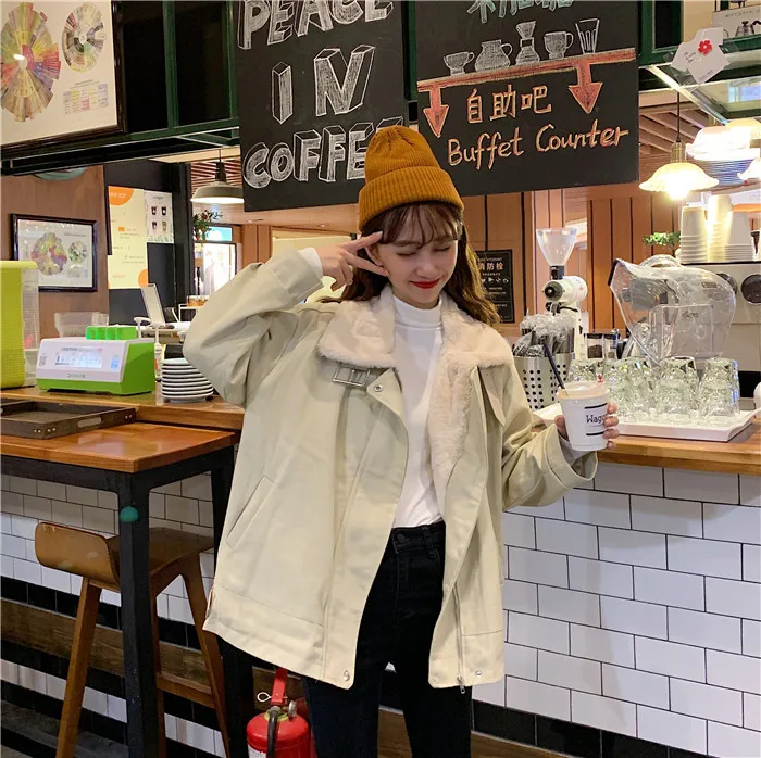 

New Style Korean-style Versatile Loose-Fit Brushed And Thick Workwear Casual Coat
