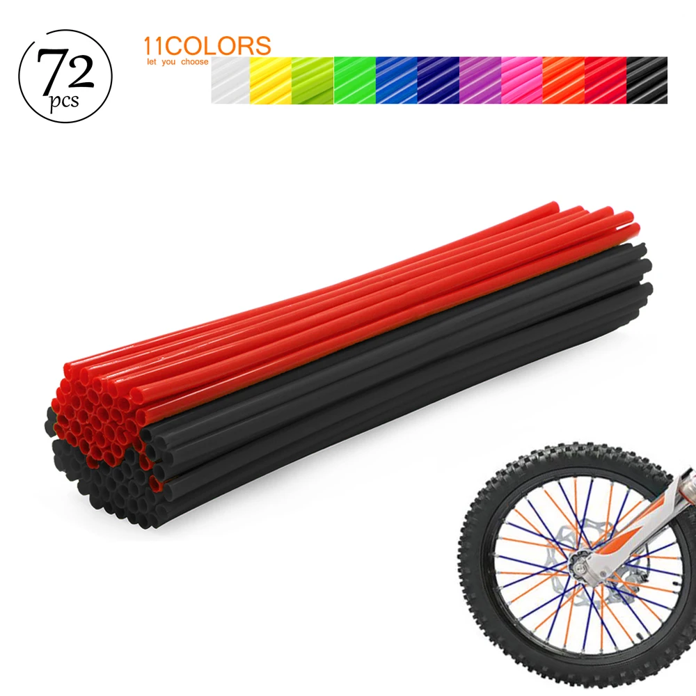 72pcs Motorcycle Dirt Bike Wheel Rim Spokes Skins Off Road Shrouds Covers Universal Decor For Yamaha Honda Kawasaki BMW Suzuki