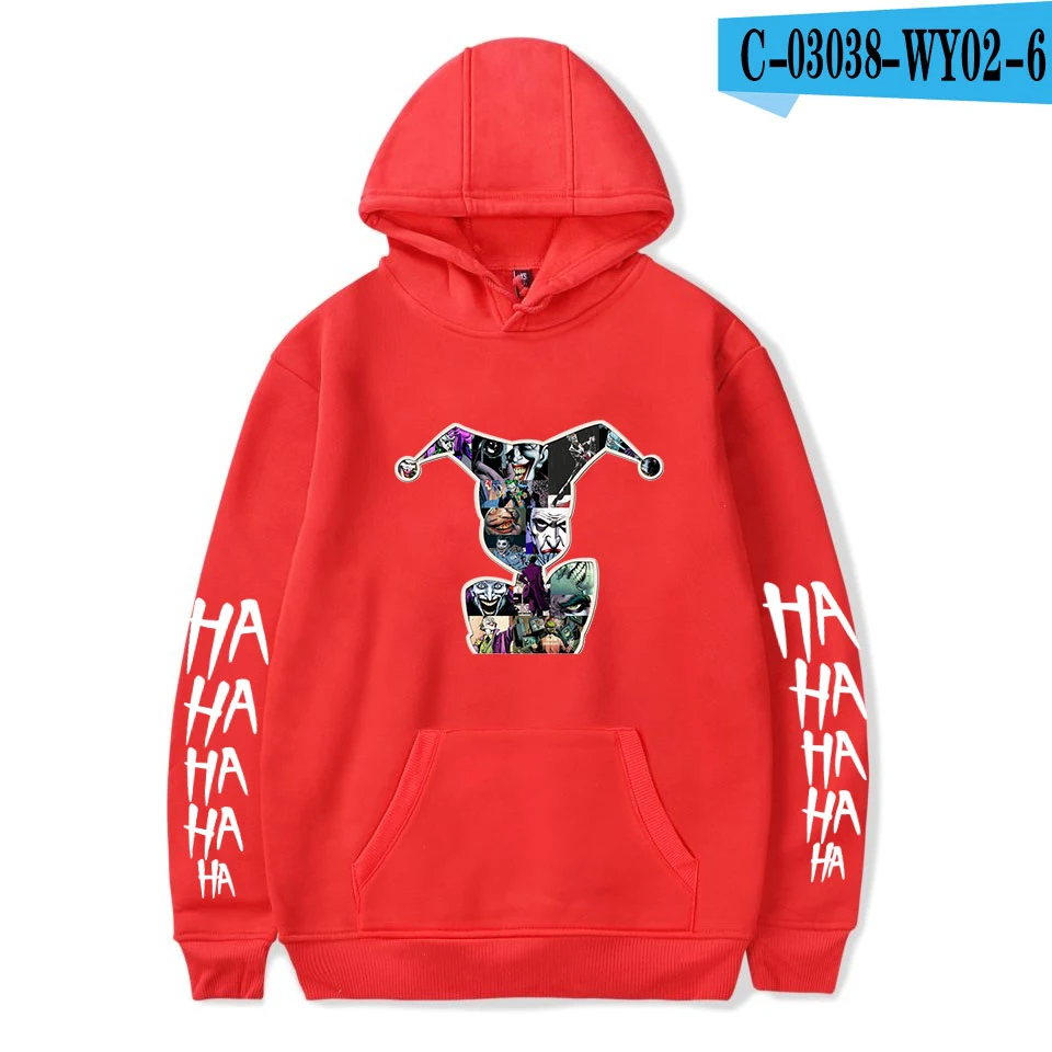 Joker/модные, популярные, подходящие, с капюшоном, комфортный для мальчиков и девочек, для мужчин и женщин, повседневные, Новые пуловеры, Джокер, с капюшоном, Популярные черные толстовки, топы - Цвет: red