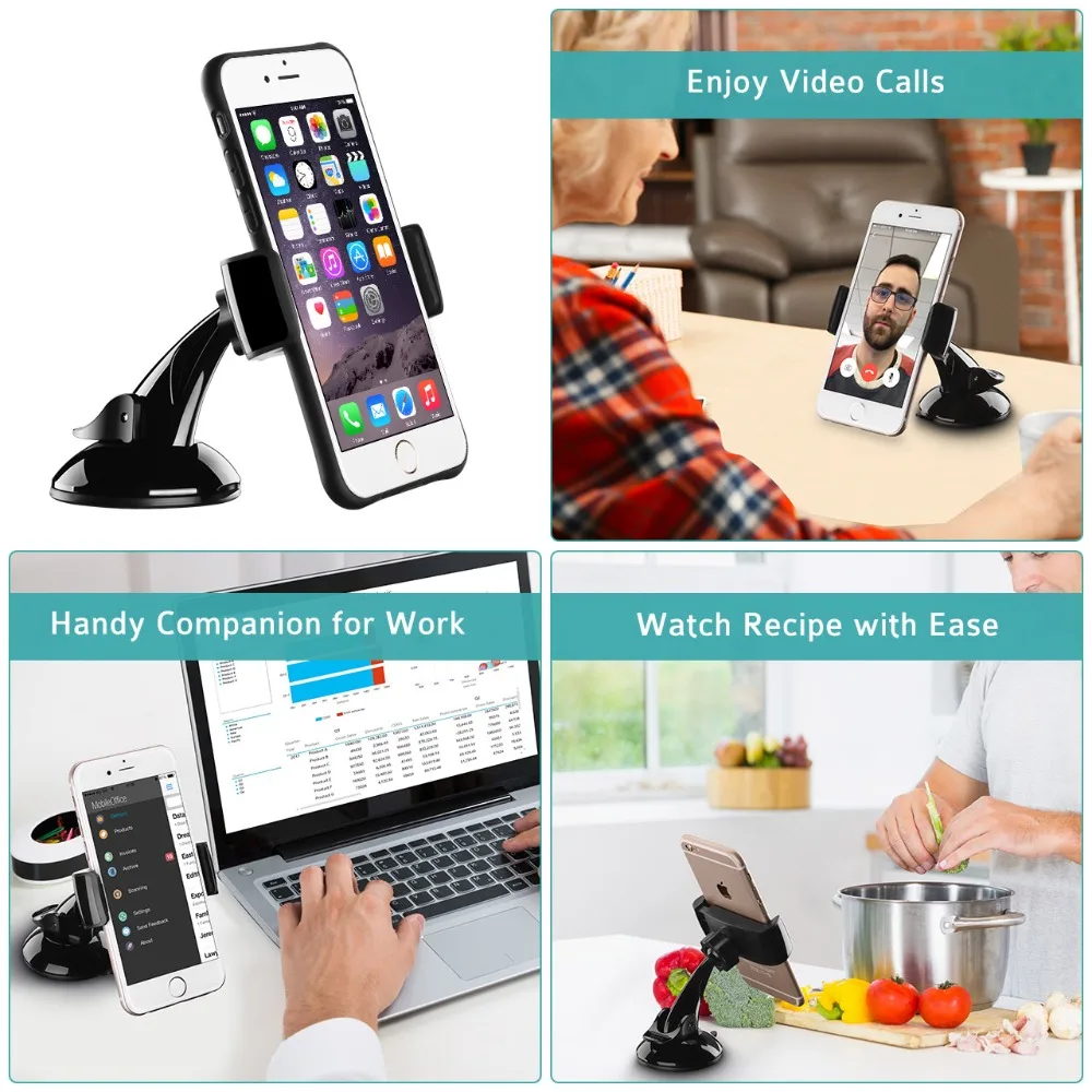 Mpow 2-in-1 Universal Car Mount Phone Holder Windshield Dashboard Air Vent GPS Holder For Car 360 Degrees Rotation Cheap Stand (5)