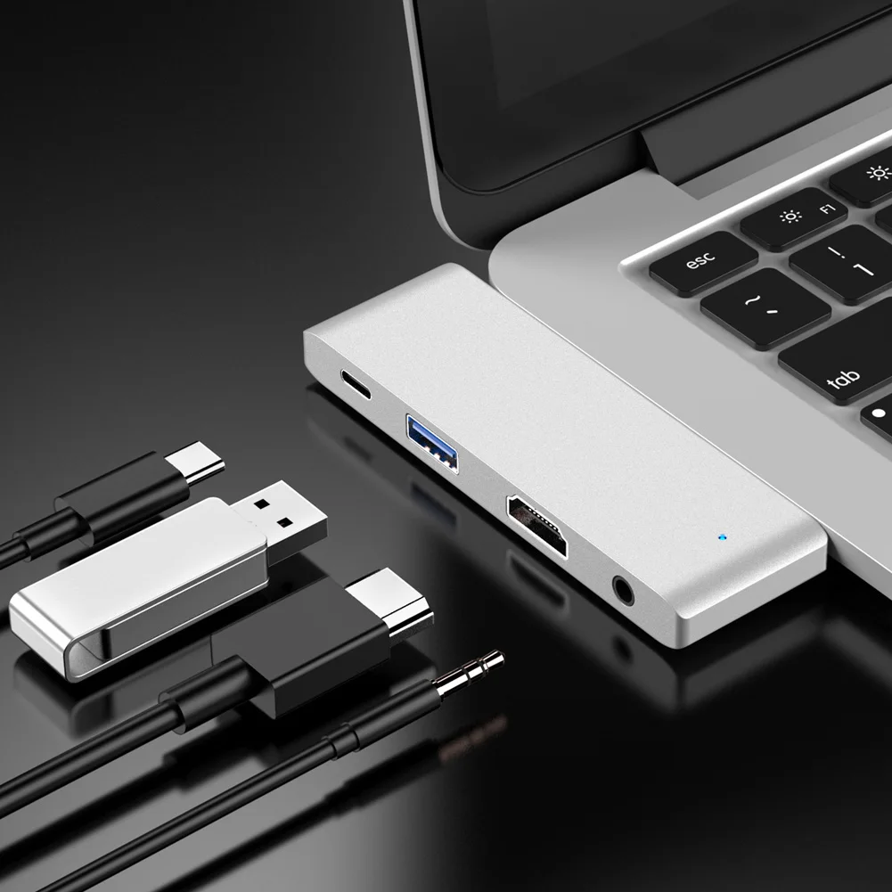 4 в 1 Тип C к USB-C 4K HDMI USB 3,0 3,5 мм аудио концентратор адаптер для iPad Pro NC99