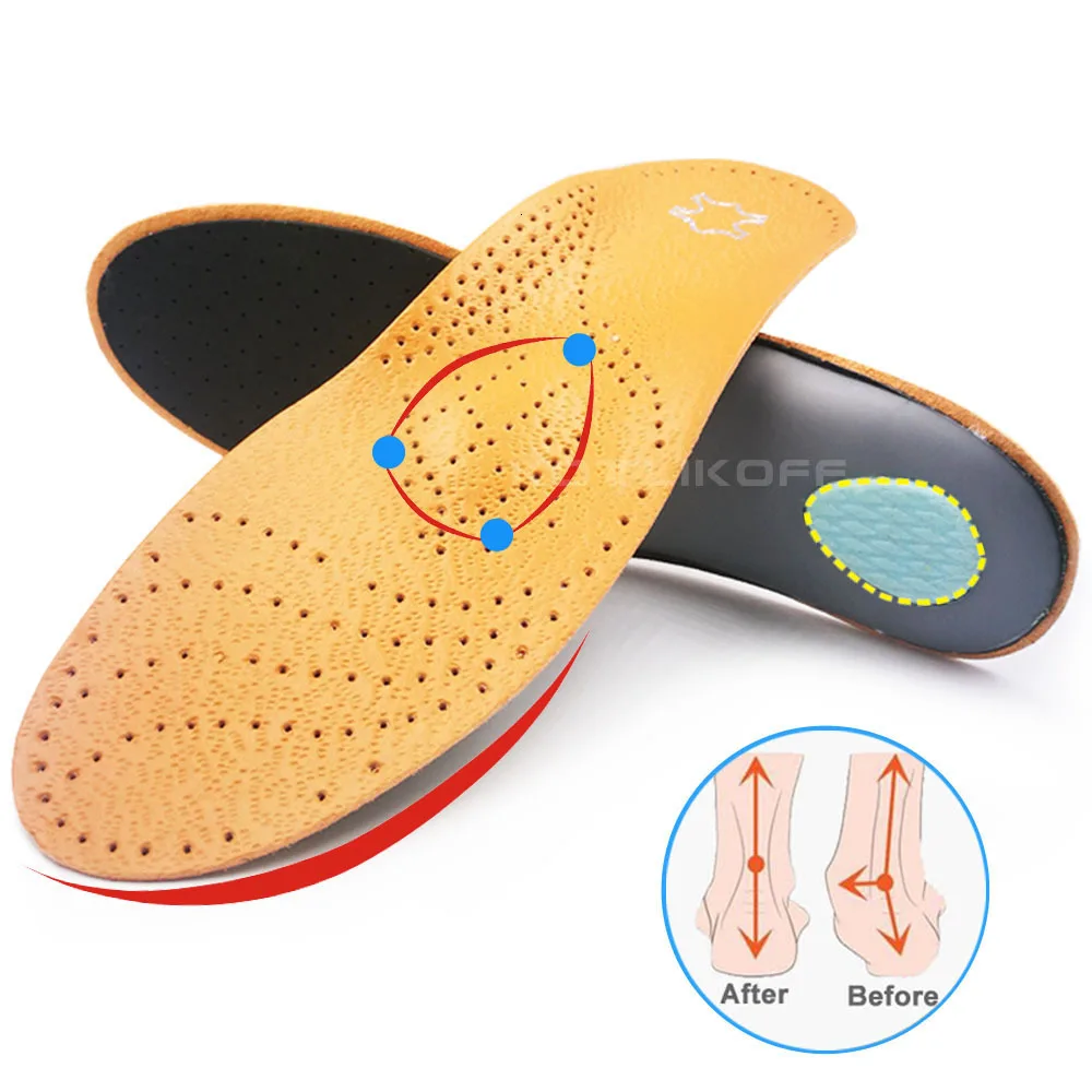Лидер продаж кожаный ортопедические стельки для плоских поддержка свода стопы 25 мм ортопедическая обувь вставки в обувь для мужчин и