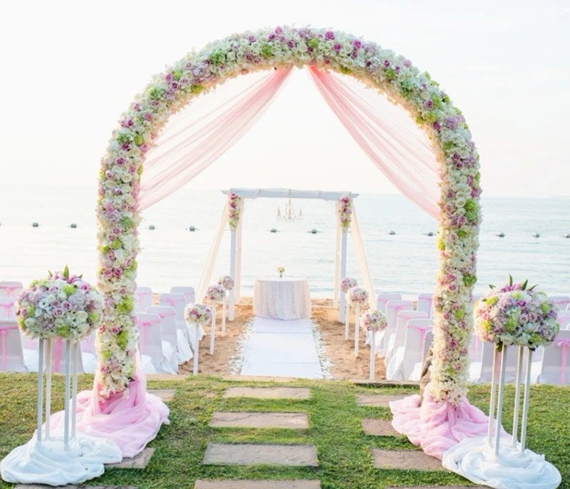 JAROWN Customize Artificial Rose Hydrangea Flower Ball Wedding Table Centerpiece Decor Flower Half Ball Stand Set Home Party Decor (17)