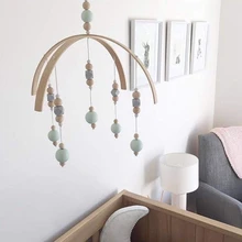 Baby Rattle Mobile Toys Wooden Beads Crib Toy Bed Hanging Newborn Wind Chimes Bell Nordic Kids Room Decoration Photography Props