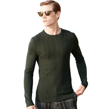 

Men Knitted Sweaters 2020 Spring New Knitted Pullover Men's Fashion Round Neck Striped Jacquard Thin Casual Bottoming Shirt