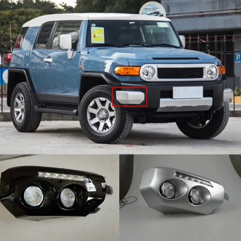 1 Pair Car LED DRL Daytime running light for Toyota Fj Cruiser 2007-2014 fog lamp frame Fog light