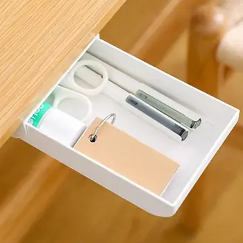 

Adhesive Desk Drawer Office Organizer DIY Desktop Sundries Storage Box Space Save School Stationery Container