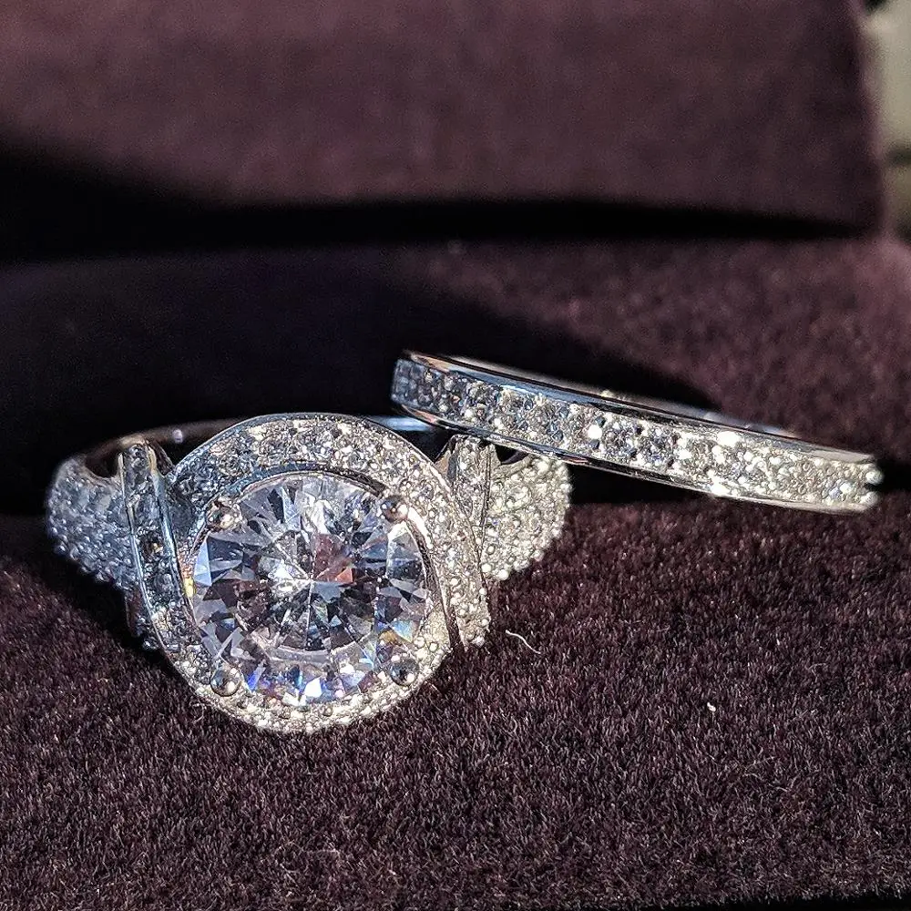 Moonso Новая мода S925 Стерлинговое Серебряные кольца для женщин Свадебные обручальные кольца роскошные невесты ювелирные изделия оптом R4320