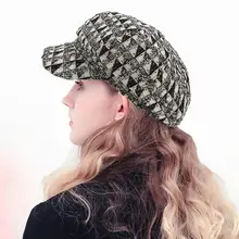 Винтажная женская зимняя шапка с принтом Мужской Меховой берет корейский художник Берет продавца газет модный дизайн унисекс осень Ретро Кепка 1