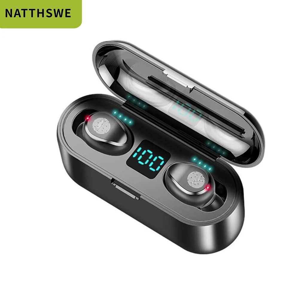 NATTHSWE Bluetooth V5 0 Earphone Wireless Earphones Stereo Sport Wireless Headphones Earbuds headset Power For iPhone x huawei