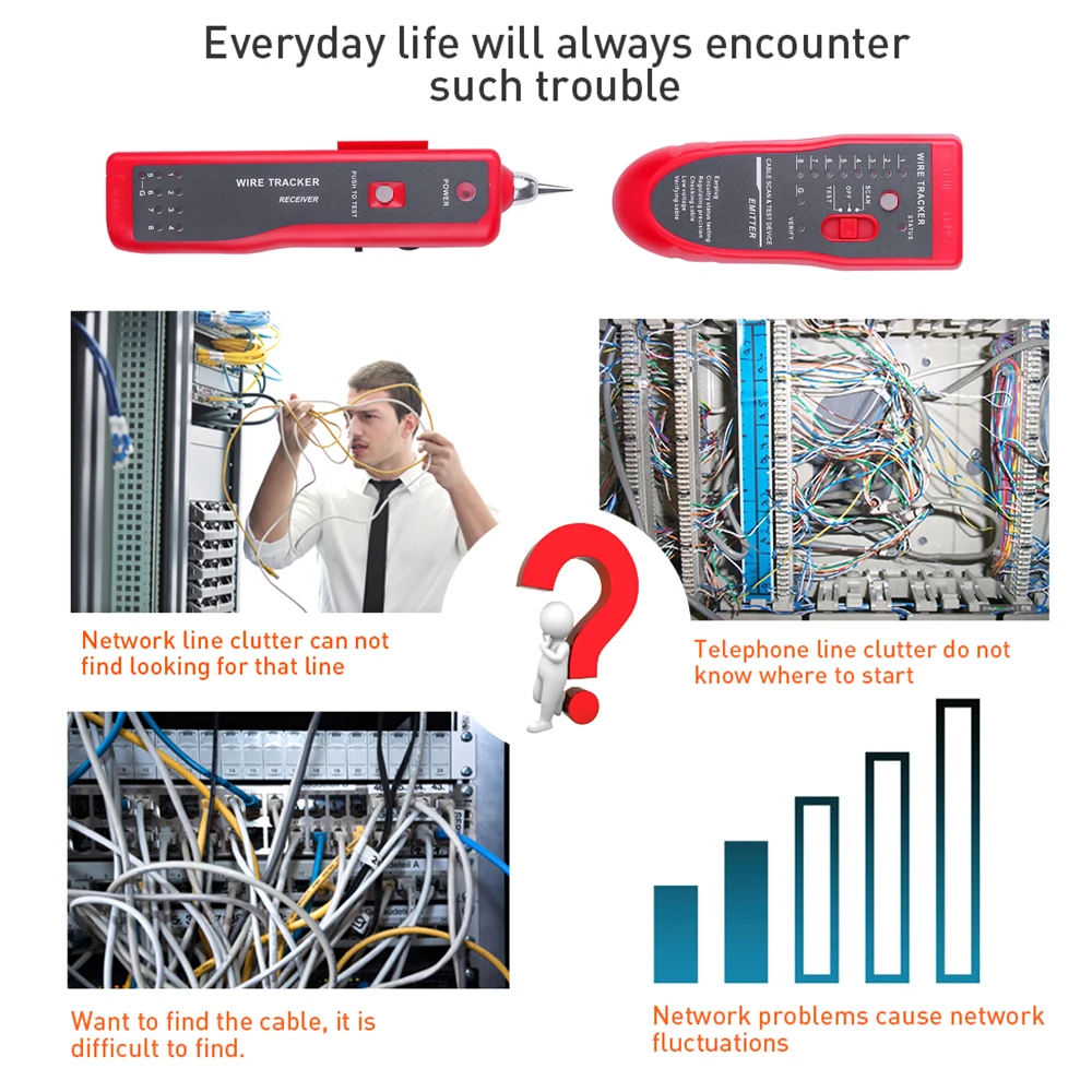 kebidumei Ethernet LAN Network Cable Tester RJ11 RJ45 Cat5 Cat6 Telephone Wire Tracker Tracer Toner  Detector Line Finder — view 4