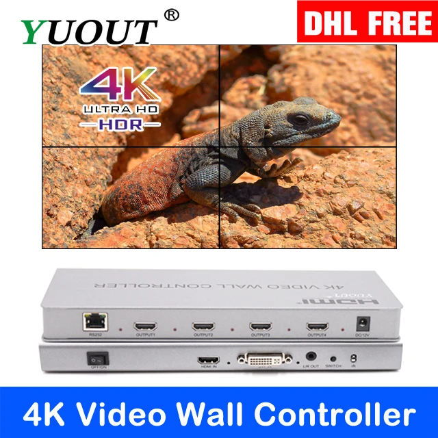 4K HDMI видео настенный контроллер 2x2 HDMI+ DVI RS232 HDMI с полностью цифровым каналом обработки внутри