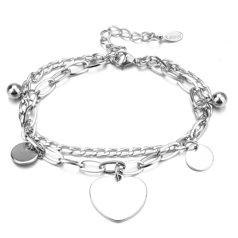 Fashion Stainless Steel Bracelets Tree of life Heart Cross Accessories Charm Bracelet for Women Bracelet Jewelry