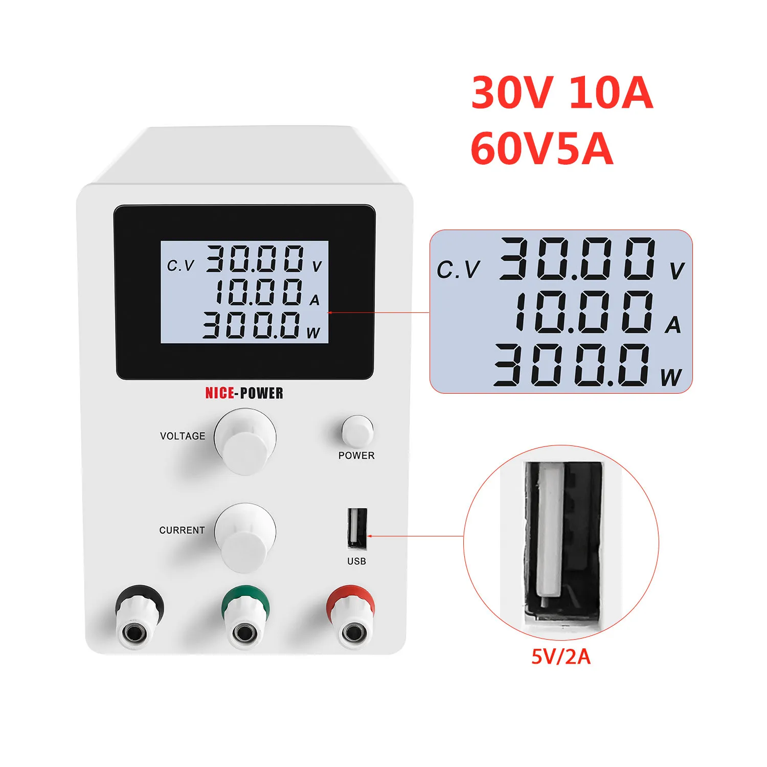 30V 10A Adjustable Digital Display DC Power Supply Switching Power Source High Q