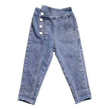2020 dziewczęce spodnie jesienno-zimowa New Arrival dziewczęce modne spodnie dżinsowe dziecięce spodnie jeansowe dziecięce dżinsy dziewczęce maluch Jeans tanie i dobre opinie Chapelle Sarah Na co dzień CN (pochodzenie) Elastyczny pas Unisex Stałe Luźne light