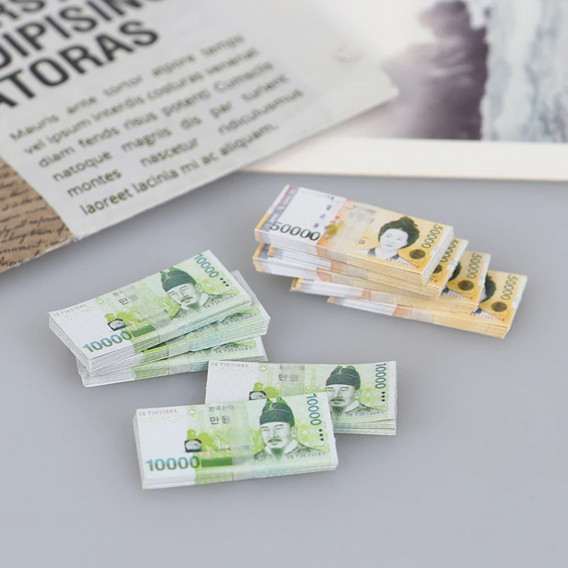 

1/5/10pcs 1:12 Dollhouse Miniature Won Simulation Banknote DIY Decor Accessories