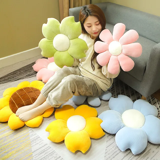 40/50/68cm Adorable Plants Pillows Stuffed Soft Sunflower Sakura Daisy Flowers Seat Cushion Props Decoration 6