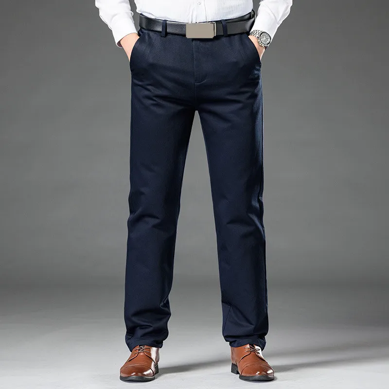 Royal blue MRMT Брендовые мужские повседневные брюки свободные прямые брюки для отца брюки с высокой талией для мужчин среднего возраста хлопковые брюки - Цвет: Royal blue