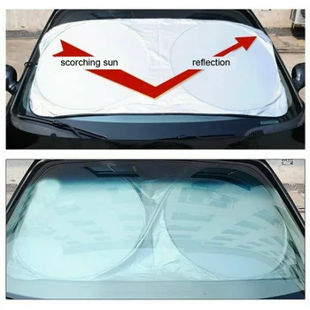 

6-In-1 Silver Tone 5pcs Car Window Sun Shade Windshield Shield Visor Block Cover Reflective Foldable Auto Window Sun Shade Decor