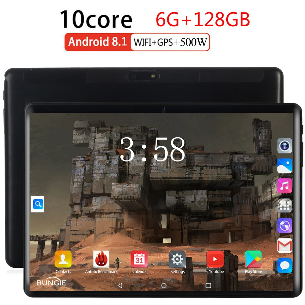 10 дюймовый планшетный ПК MTK6797 с закаленным стеклом 2.5D 4G FDD LTE ядер 6 ГБ ОЗУ 128 Гб ПЗУ