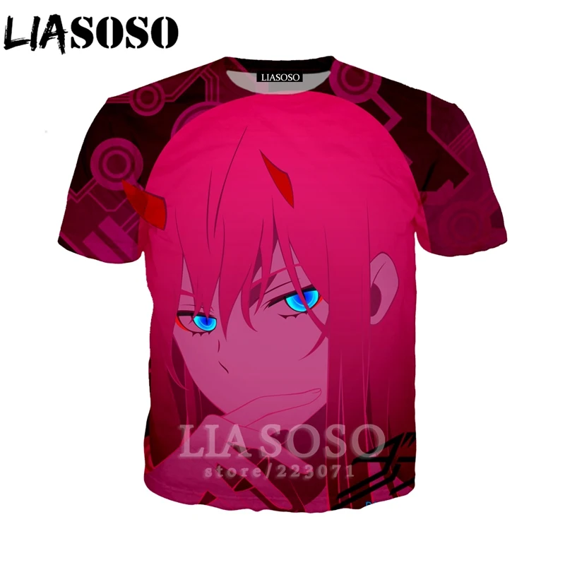 LIASOSO Darling In The Franxx Anime T Shirt 3D Print Men Women Sexy Girl ZERO TWO Tees Tops Men's Shirt Funny Pullover D001-03 (17)