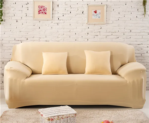 Beige Твердые Цвет эластичные чехлы для диванов спандекс европейских и американских полиэстер угловой диван кушетка чехол стоматологическое кресло крышка протектор Гостиная 1/2/3/4 местный - Цвет: Beige