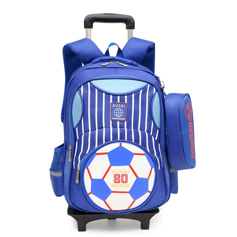 blue 2 wheels Детские школьные сумки для мальчиков и девочек, школьный рюкзак на колесиках, сумки для книг, рюкзак на колесиках - Цвет: blue 2 wheels