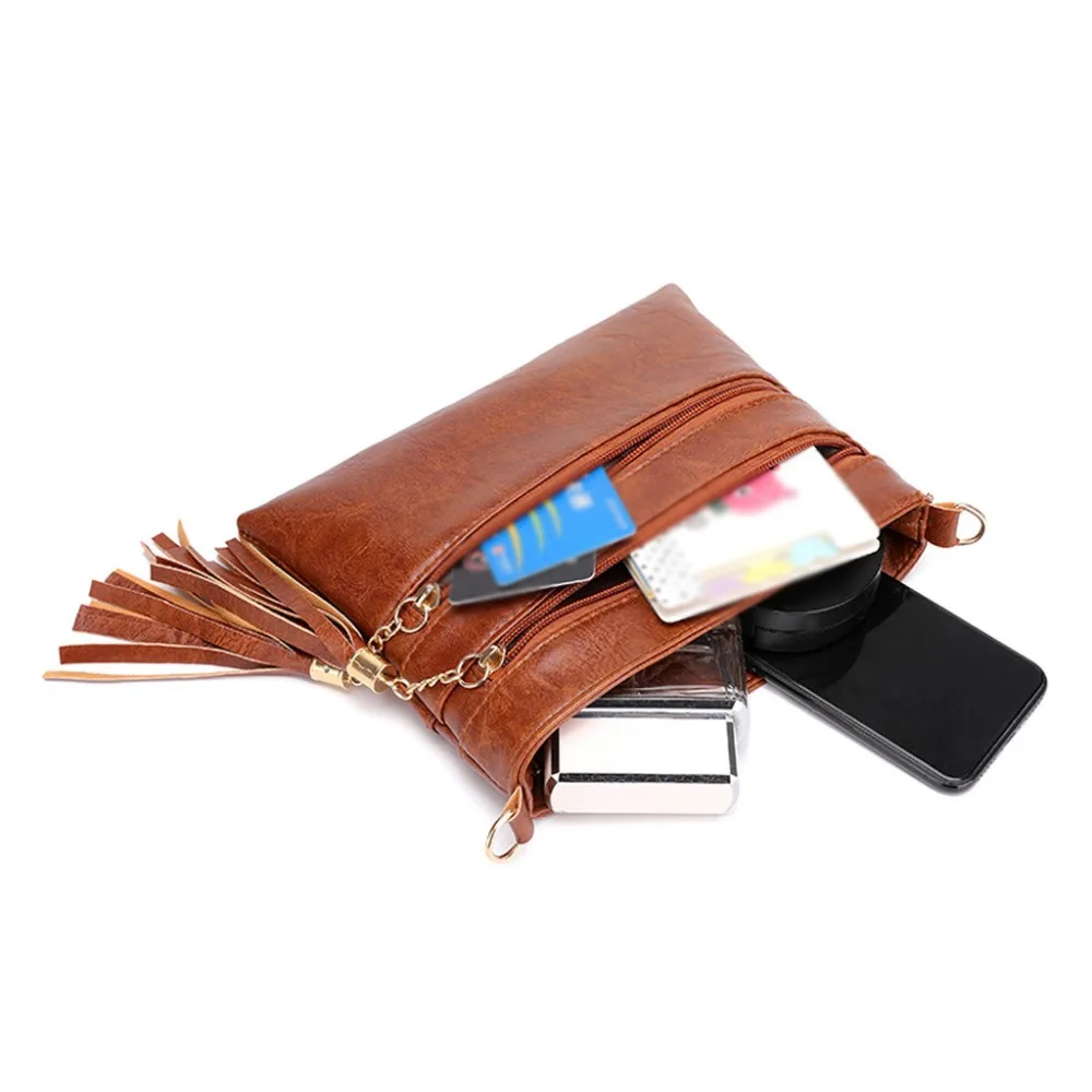 Crossbody bag Tassel Shoulder Bags Messenger Bag Phone Bag Fashion bags for women bag leather Women Zipper Solid Color bag