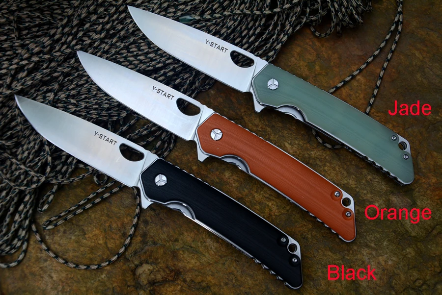 US $23.50 YStart Lk5016 Flipper Folding Knife Fast Open 440c Satin Blade G10 Handle Fruit Outdoor Edc Tools
