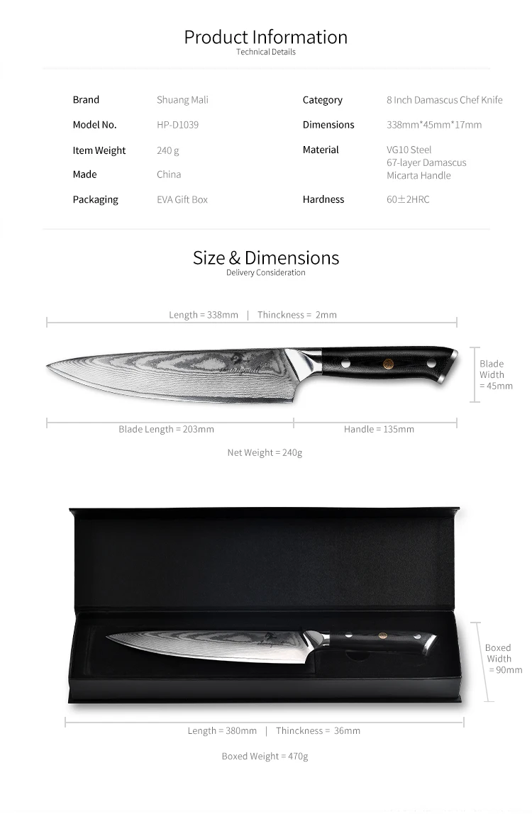 Professional 8 inch Damascus Knive High Quality Chef Knife Home Kitchen Cleaver Cook Tool Micarta Handle Vegetable Knifes