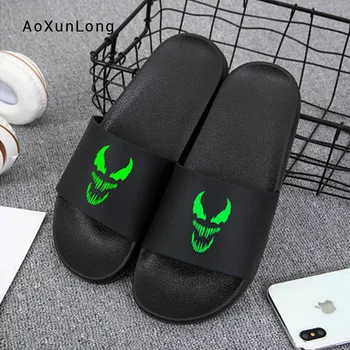 

Men's Slippers Fashion Cansual Skull Head Sandals Hot Sale Comfort Flat Devil Home Flip Flops Men Leisure Venom Indoor Slides