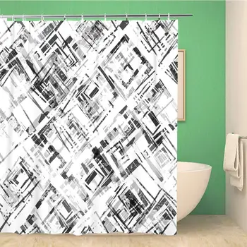 

Bathroom Shower Curtain Geo Geometric Shapes Ethnic Watercolor Effect and Abstract Distressed Polyester Fabric 72x72 inches