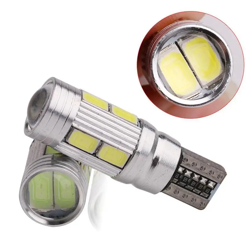 T10 10 SMD 5630 LED Projector Lens Auto Clearance Lights W5W 501 10SMD 5730 Car LED Marker Lamp Parking Bulb Canbus 1pc
