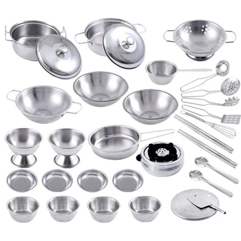 

32Pcs/1Set Kids Play House Kitchen Toys Cookware Cooking Utensils Pots Pans Gift