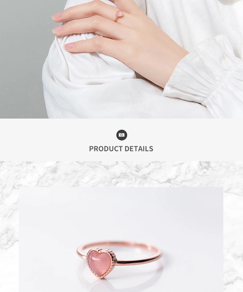 Modian Romantic Pink Opal Hearts Elegant Rose Gold Color Open Adjustale Rings for Women Fashion Fine Jewelry Valentine's Gift Modian Romantic Pink Opal Hearts Elegant Rose Gold Color Open Adjustale Rings for Women Fashion Fine Jewelry Valentine's Gift