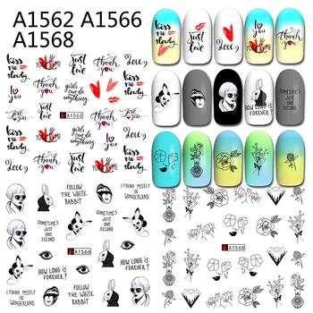 

48pcs Artistic Nail Sticker Decal 3D Colorful Nail art design pattern Transfer Watermark tape