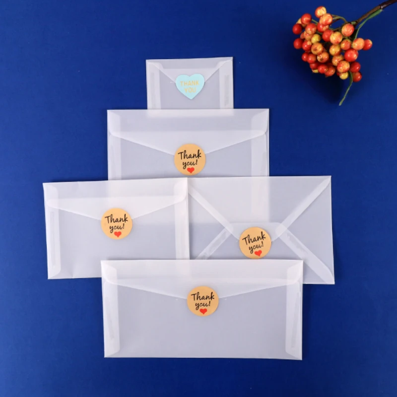 envelope transparente, papel ácido sulfúrico, cartão postal antigo, atacado, 50pcs