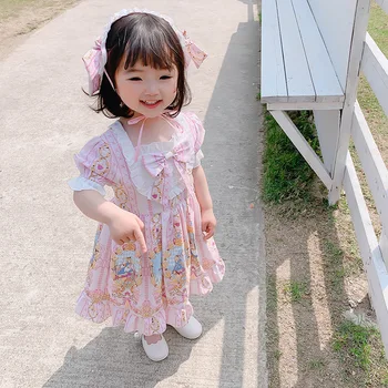 

2020 Girl Baby Summer Dress Floral Bow Girls Sweet Princess Birthday Party Dresses Vestidos Children Kids Clothes