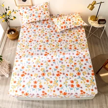 Bonenjoy conjunto de lençol de borracha com 3 peças, conjunto de lençol de tamanho queen com fronha, flor reativa e estampada