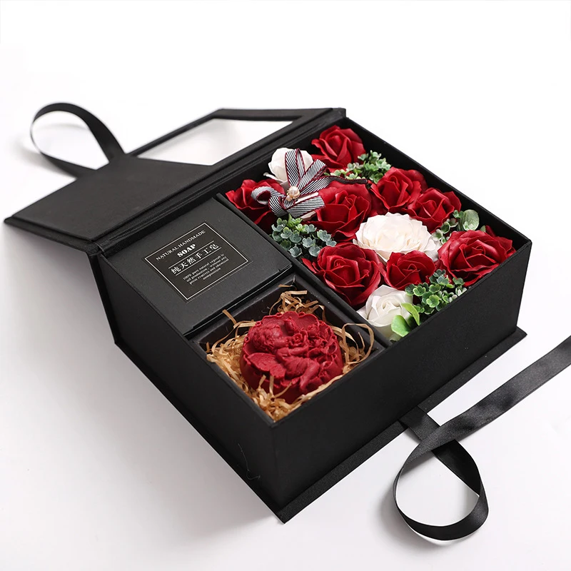 1pc Flower Paper Box Paper Flower Gift Bags With Metal Chain