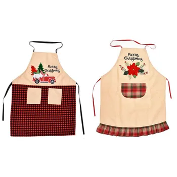 

Christmas Linen Embroidered Apron Christmas Decorations Creative Christmas Flower Style Aprons