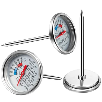 

3 Pieces Dial Meat Thermometers Stainless Steel Fry Temperature Thermometer Instant Read Meat Thermometer for Kitchen