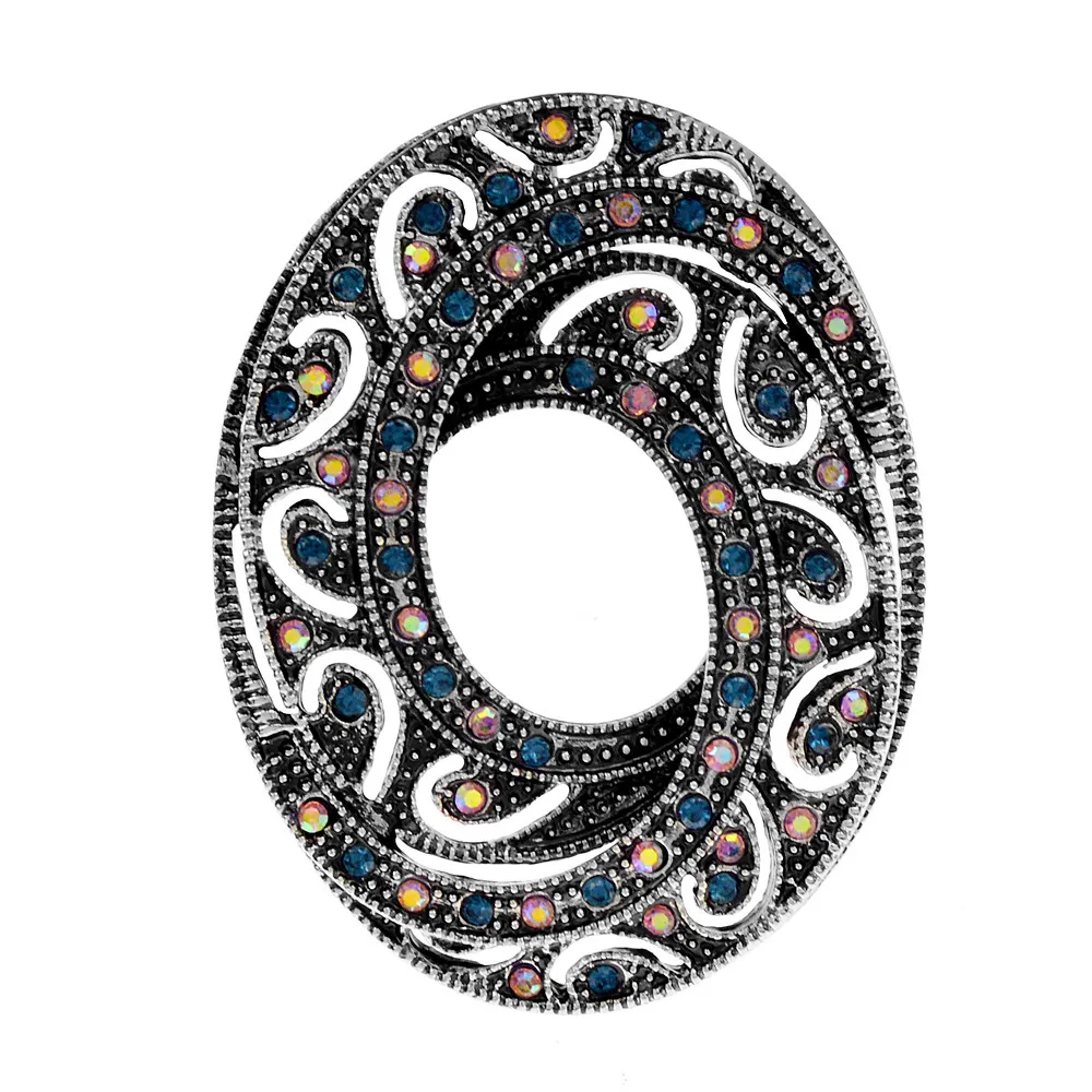 Rhinestone Vintage Oval Shaped Brooches For Women Fashion Elegant Pin Geometric