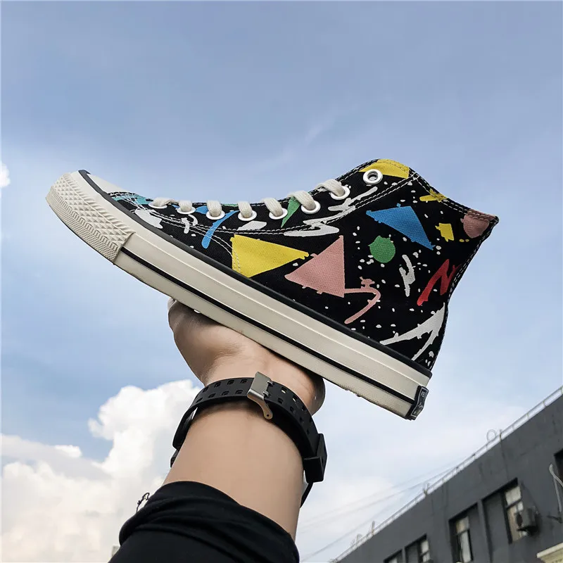 

New Men's Canvas Shoes Retro Denim Fashion Male Casual Canvas Shoes Lace-Up Vulcanized Flat Shoes Sneakers