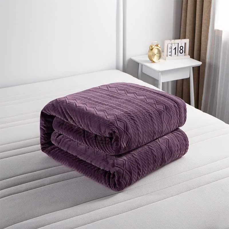 Утолщенное Двухслойное домашнее офисное одеяло Фланелевое кашемировое теплое покрывало одеяло s для дивана кровати путешествия портативный покрывало постельные принадлежности - Цвет: purple