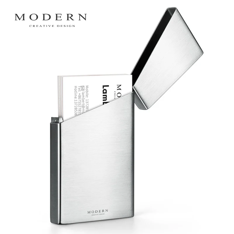 B Stainless Steel Modern- Brand Stainless Steel Business Card Holder NFC RFID Blocking Credit Card Holder Card Organizer - Цвет: B Stainless Steel