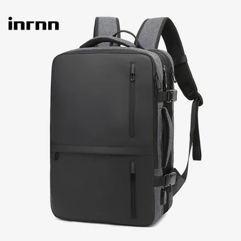

inrnn Men Expandable Large Capacity Backpack 15.6-17 inch Laptop Backpacks Male Waterproof Travel Bag USB Charging Mochila NEW